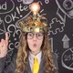 Funny girl wearing handmade helmet with lightbulb - VideoHive Item for Sale
