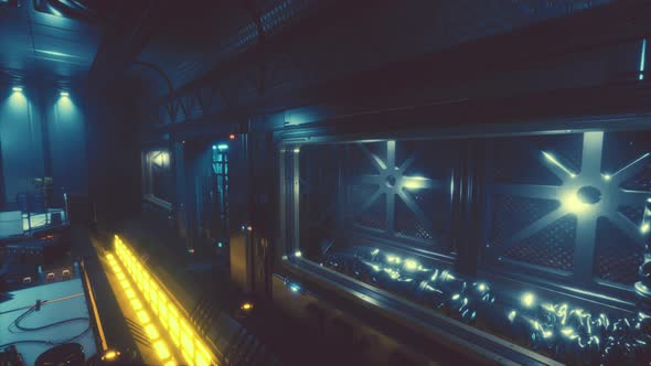 Futuristic Interior of Spaceship Corridor with Light alt