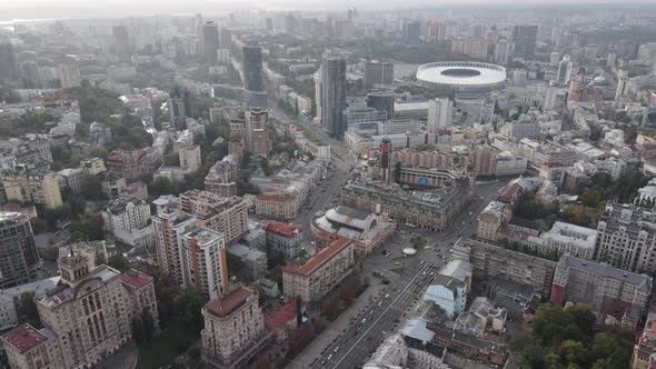 Cityscape of Kyiv, Ukraine. Aerial View, Slow Motion