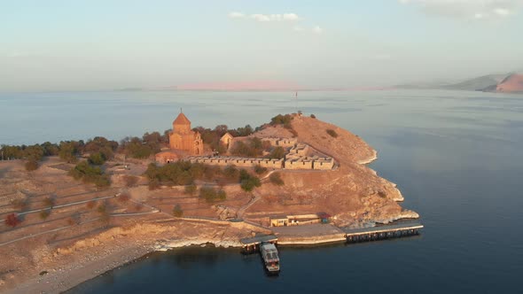 The Cathedral of the Holy Cross on Akdamar Island at Van Lake in Turkey