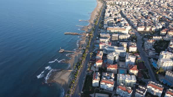 Aerial View Alanya Turkey  Resort Town Seashore