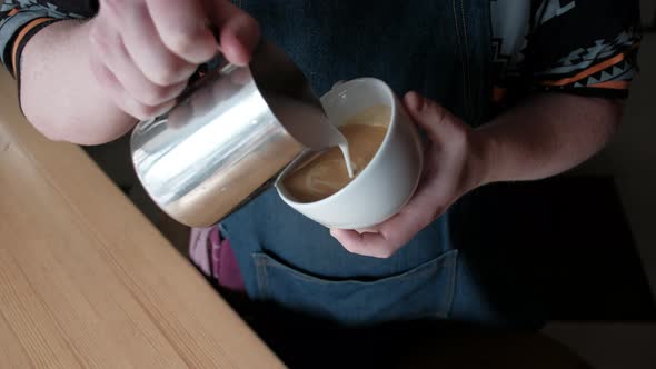 Coffee Latte Art Making By Barista