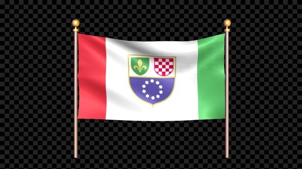 Flag Of Bosnia & Herzegovina Federation Waving In Double Pole Looped alt