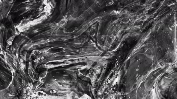 Abstract Background Black White Color Water Paint Marble Liquid Animation