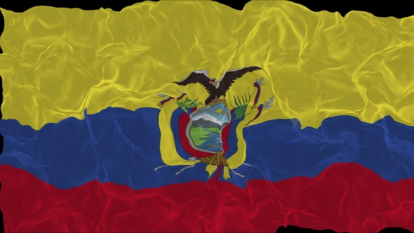 flag Ecuador turns into smoke. State weakening concept a crisis, alpha channel