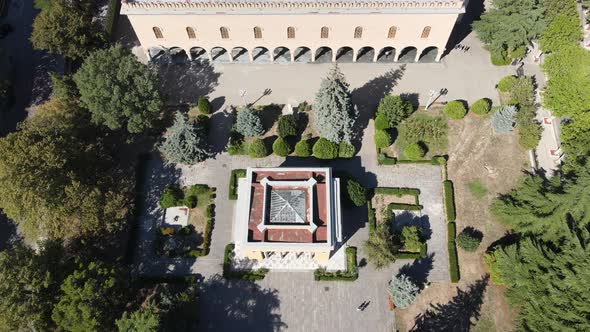 Aerial view of Joseph Stalin Museum in city Gori. Stalin's Homeland