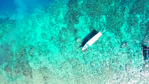 Beautiful overhead abstract view of a white paradise beach and blue sea background