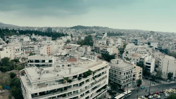 Cityscape of Athens on a Rainy Day in Greece