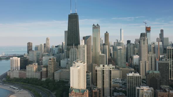 Beautiful Cityscape Chicago Modern City at the Michigan Lake Coast at Summer