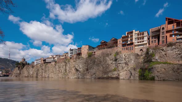 Houses with balconies in the historic district of Tbilisi. Georgia