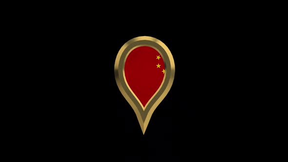 China Flag 3D Rotating Location Gold Pin Icon