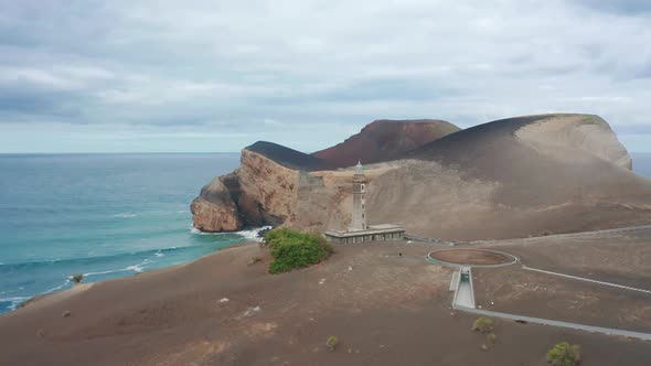 Faial Island with Capelinhos Volcano on Background Azores Portugal Europe