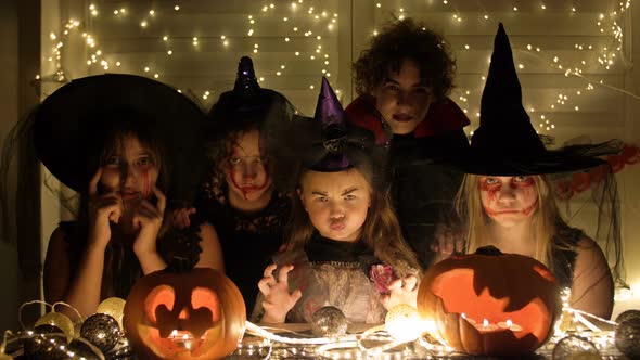 Children Having Fun Together at the Halloween Festival, Friends at the Halloween Party.