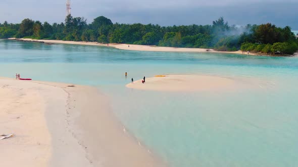 Drone Flyuing Along Maldive Paradise Tropical Island