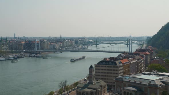 Time Lapse Aerial View of Budapest City and Danube River