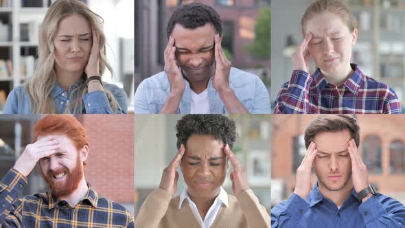 Collage of Young People Having Headache