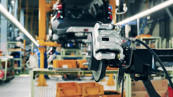 Close Up Shot of a Car Part at a Car Manufacturing Facility