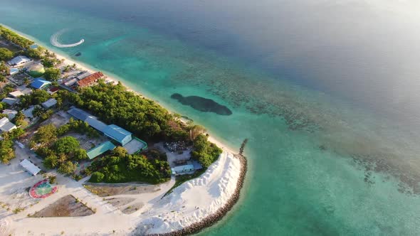 Ukulhas Maldive Island Sunset Aerial View