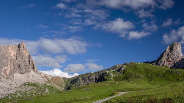 Daytime Moon and Clouds over the Alps