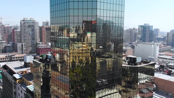 Skyscrapers, Buildings, Historic city center (Santiago, Chile) aerial view