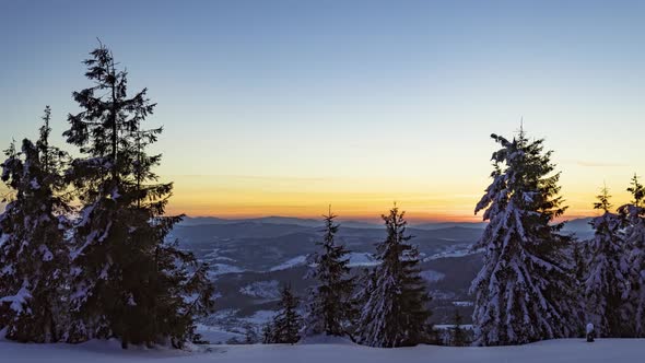 View in Sunrise Winter Mountain Timelapse