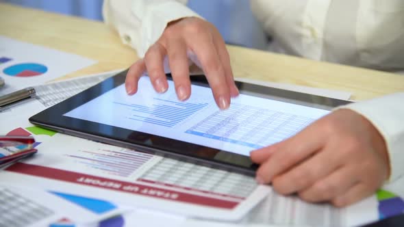 Businesswoman Looks At Stock Exchange Statistics