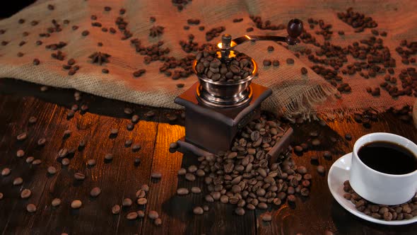 Ceramic Coffee Maker on Table with Cup of Black Coffee