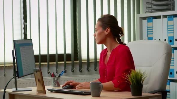 Lady Working in Modern Office