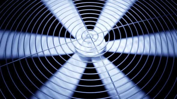 Closeup animation of air conditioning fan endless spinning around. Loopable. HD