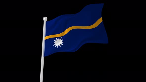 Nauru Flag Flying Animated Black Background