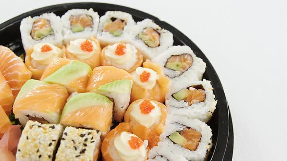 Tray of assorted sushi