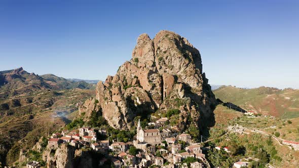 Ancient Ghost Town Pentedattilo in the Mountain in Calabria