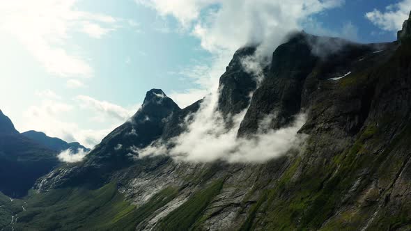 Mountains in the Clouds Near Trollstigen