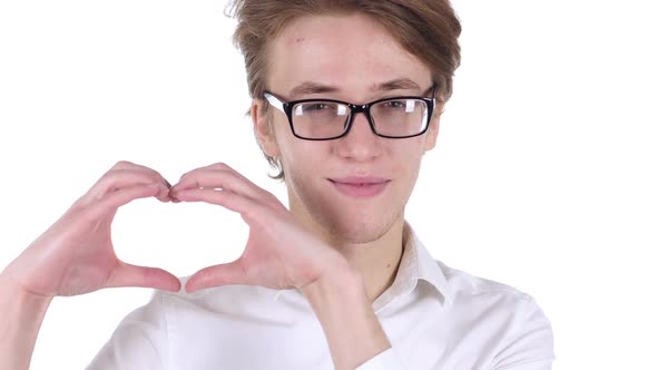 Heart Sign By Man in Glasses Hands Gesture