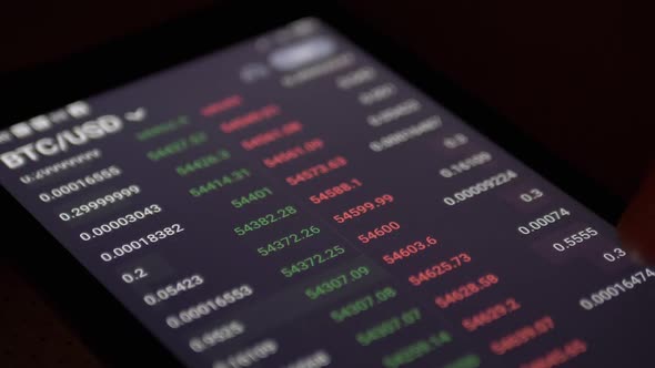 Stock Exchange Cryptocurrency Price Quotes Numbers on a Smartphone Screen