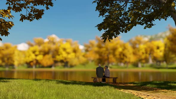 Senior Couple Sitting On a Wooden Bench alt