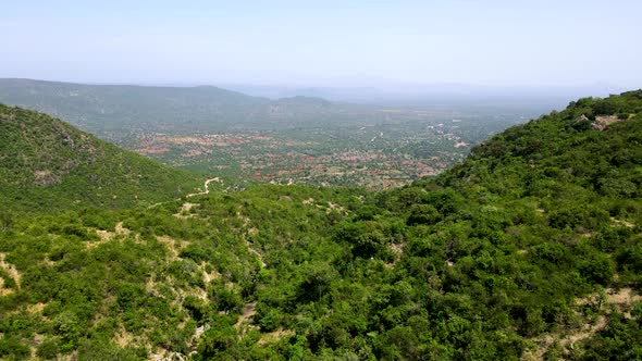 Drone view of West Pokot, North Rift  -Kenya -:green raining season on the north dry parts of  Kenya