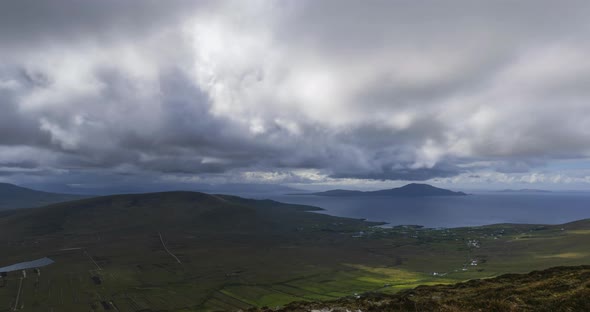 Time Lapse of Cloudy Mountains and Hills on Wild Atlantic Way in Ireland