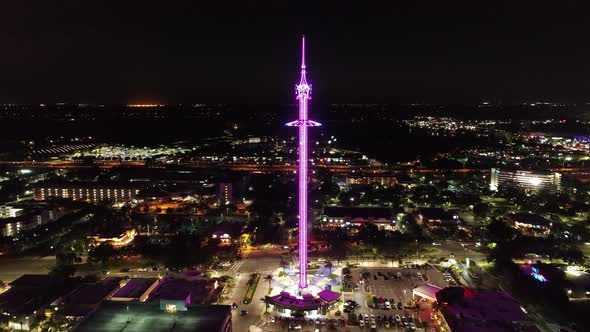 Night scape of illumination amusement park at downtown Orlando Florida USA