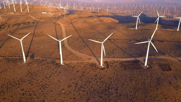 Wind Farm Aerial View in Mojave Desert