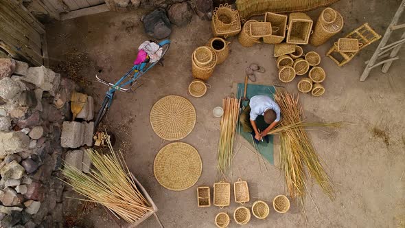 Aerial View Bamboo Basket Craftsman