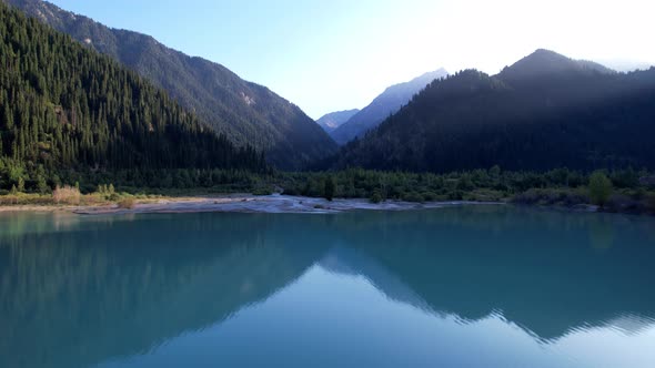 View of the Mountain Lake Issyk From a Height