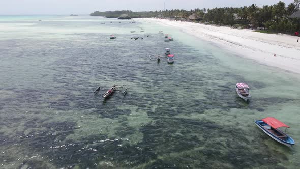 Boats in the Ocean Near the Coast of Zanzibar Tanzania Slow Motion