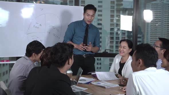 Asian Business People Discuss Marketing Strategy