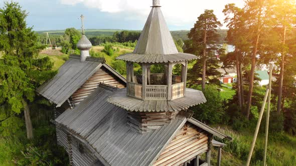 Russian Aerial Panoramas of the Village with a Christian Church alt
