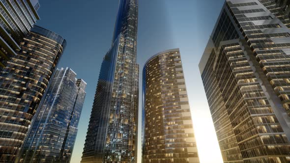 City Skyscrapers at Sunset alt