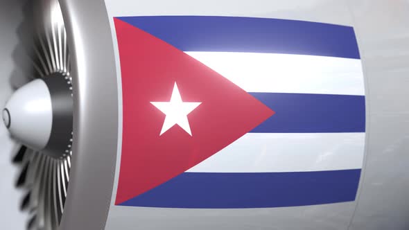 Airplane Engine with Flag of Cuba