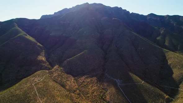 Franklin Mountains El Paso Texas USA. Aerial Drone View of Large Desert Mountain Landmark near US Me