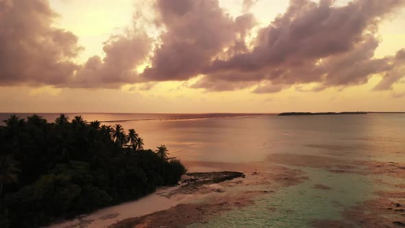 Aerial scenery of beautiful sea view beach lifestyle by clear water and white sand background of a d