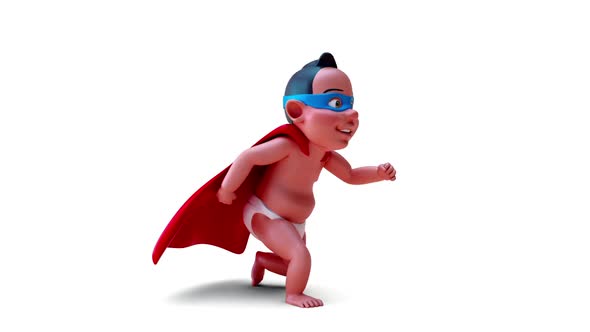 Fun 3D cartoon of a super indian baby alt